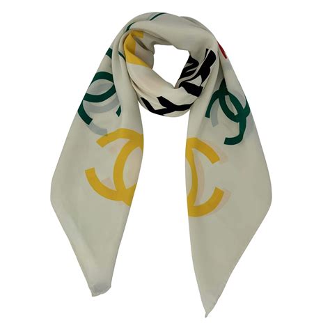 chanel white silk|Chanel silk scarf price.